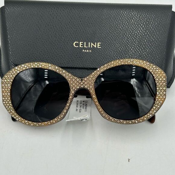 Women's Celine Havana brown crystal sunglasses made in Italy - Picture 1 of 8
